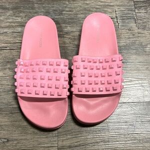 Steve Madden Pink Studded Slide Slippers Size 8